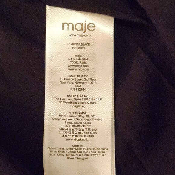 Maje Risea Unique Black + White Dress, Fit & Flare Embroidered Trim Sz 2 (6-8) M - Picture 9 of 10